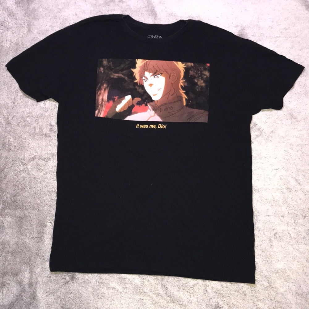 Black Graphic Tee with Anime Print - "It Was Me, Dio!"